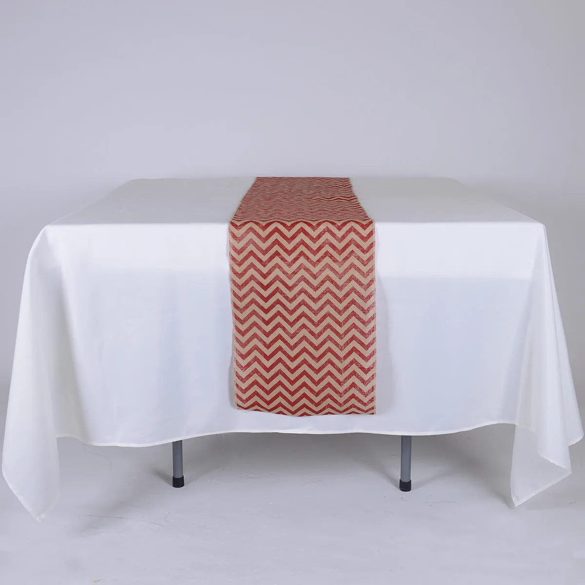Red Chevron - Burlap Table Runner ( 14 inch x 108 inches )
