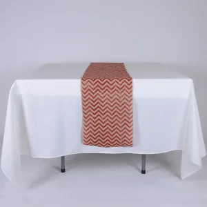 Red Chevron - Burlap Table Runner ( 14 inch x 108 inches )