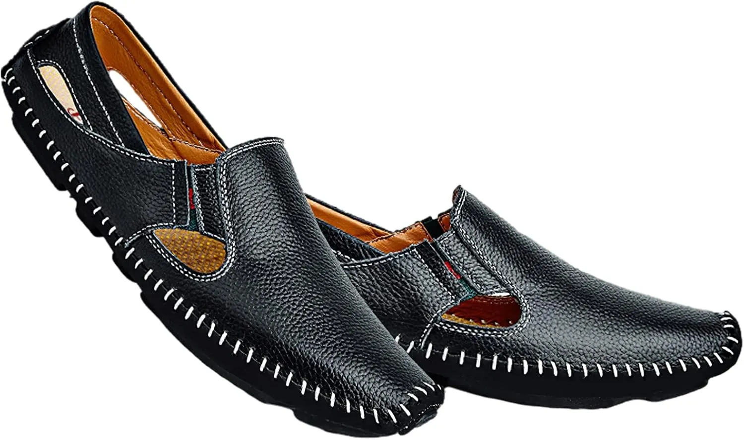 rismart Men's Leather Driving Loafers Comfort Slip on Moccasin Walking Shoes