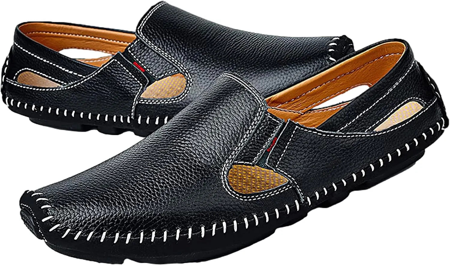 rismart Men's Leather Driving Loafers Comfort Slip on Moccasin Walking Shoes