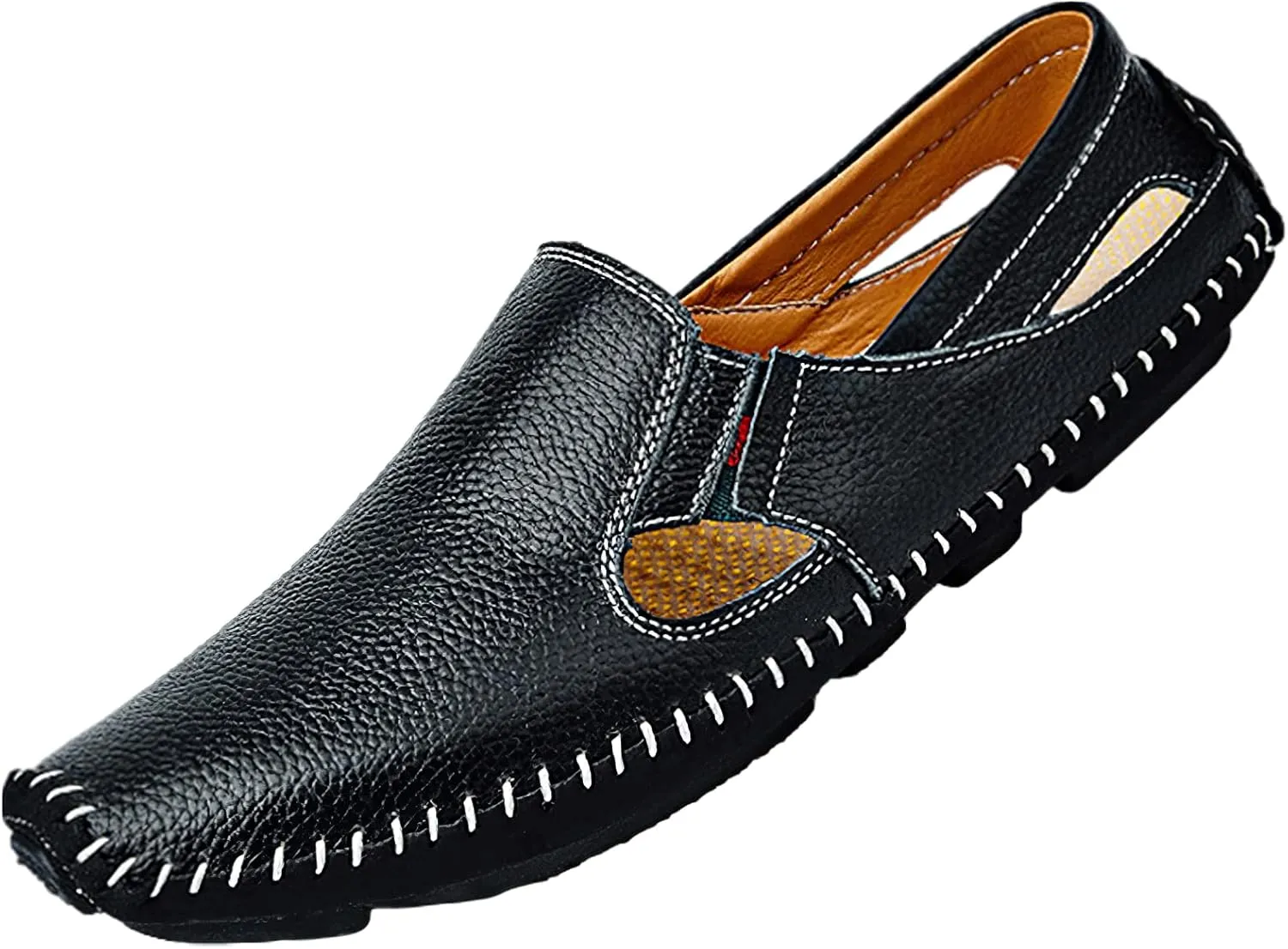 rismart Men's Leather Driving Loafers Comfort Slip on Moccasin Walking Shoes