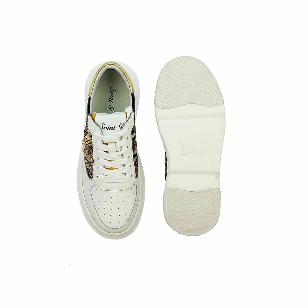 Saint G Gold Metal Studs Handcrafted Leather Sneakers
