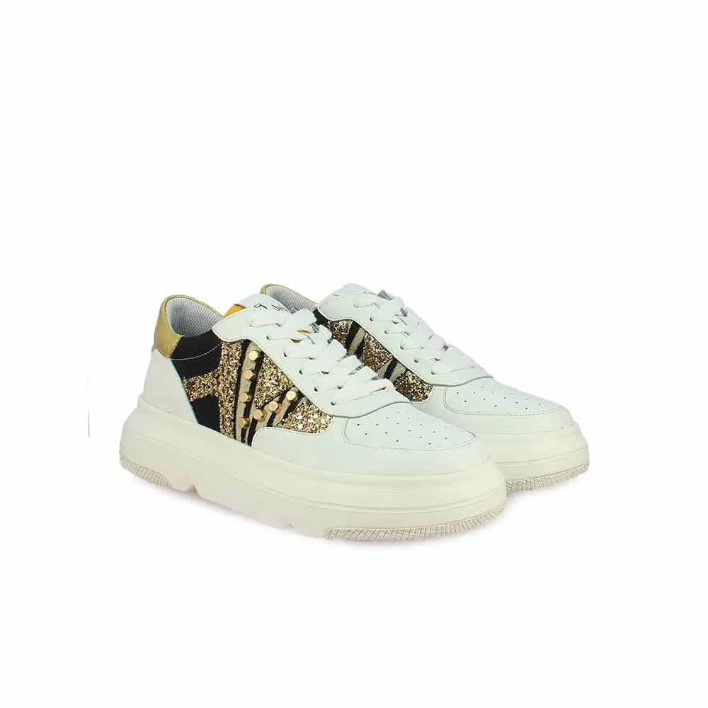 Saint G Gold Metal Studs Handcrafted Leather Sneakers