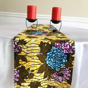Salma African Print Table Runners with Napkins (Yellow/ Green/ Blue)