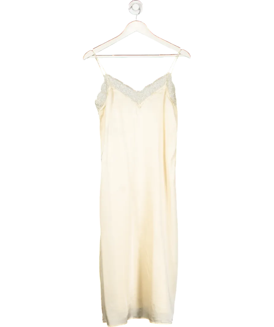 Sezane Cream Silk Namissa Slip Dress with lace trim UK 6