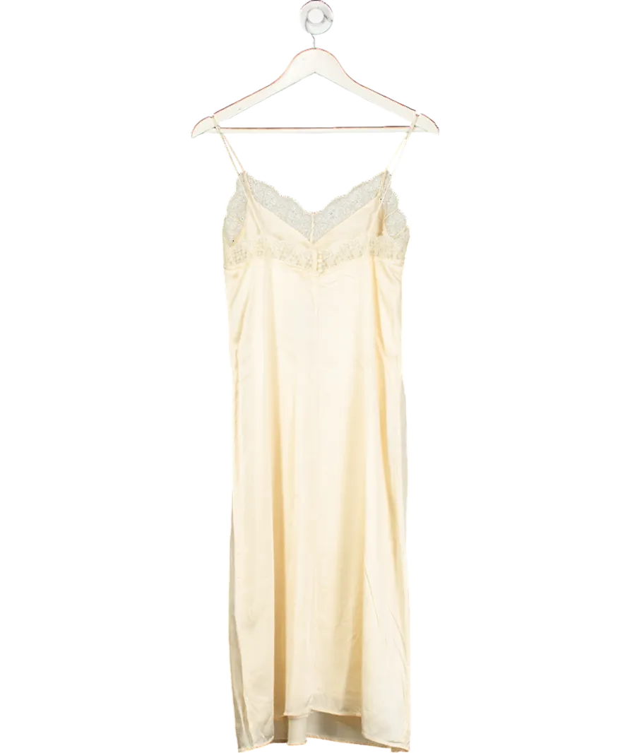 Sezane Cream Silk Namissa Slip Dress with lace trim UK 6