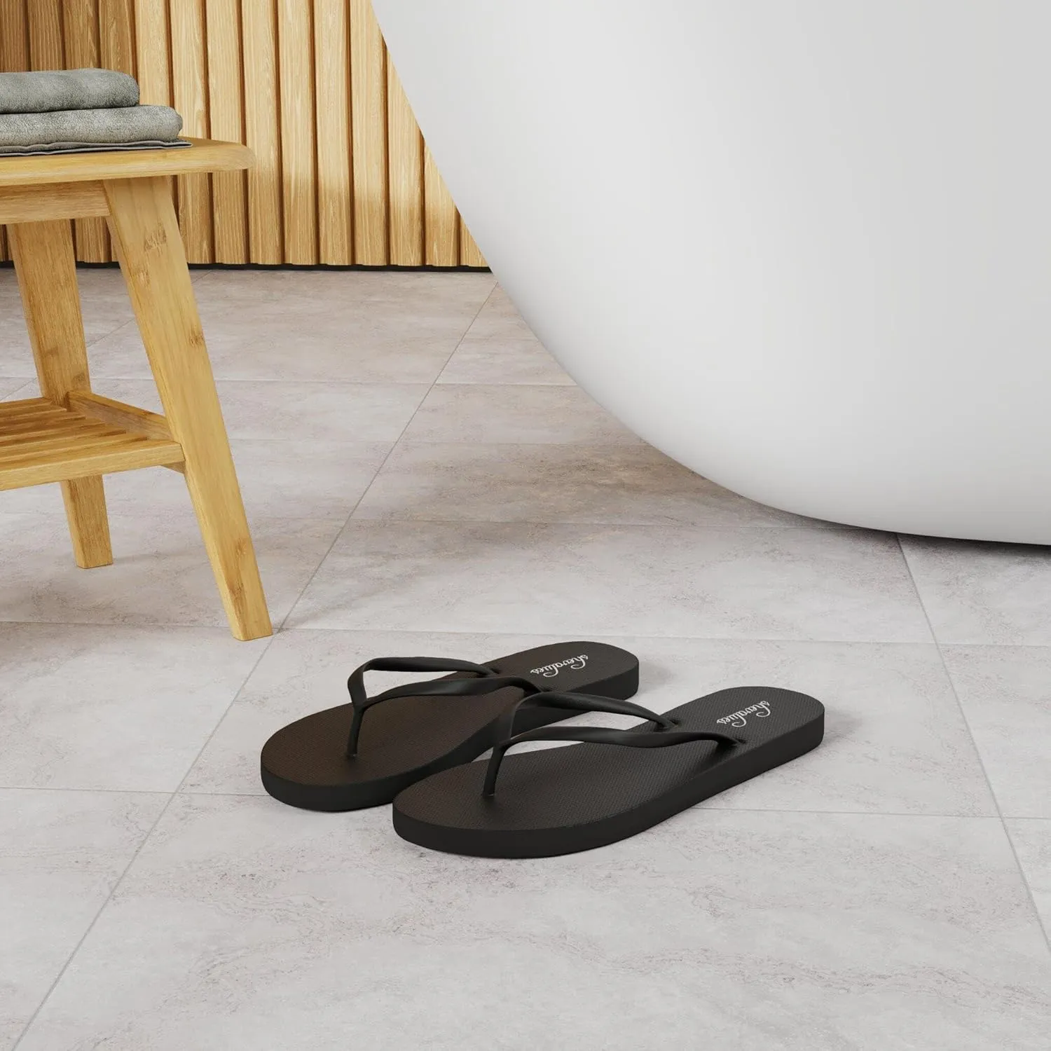 shevalues Slim Flip Flops for Women Beach Rubber Shower Shoes Basic Thong Sandals