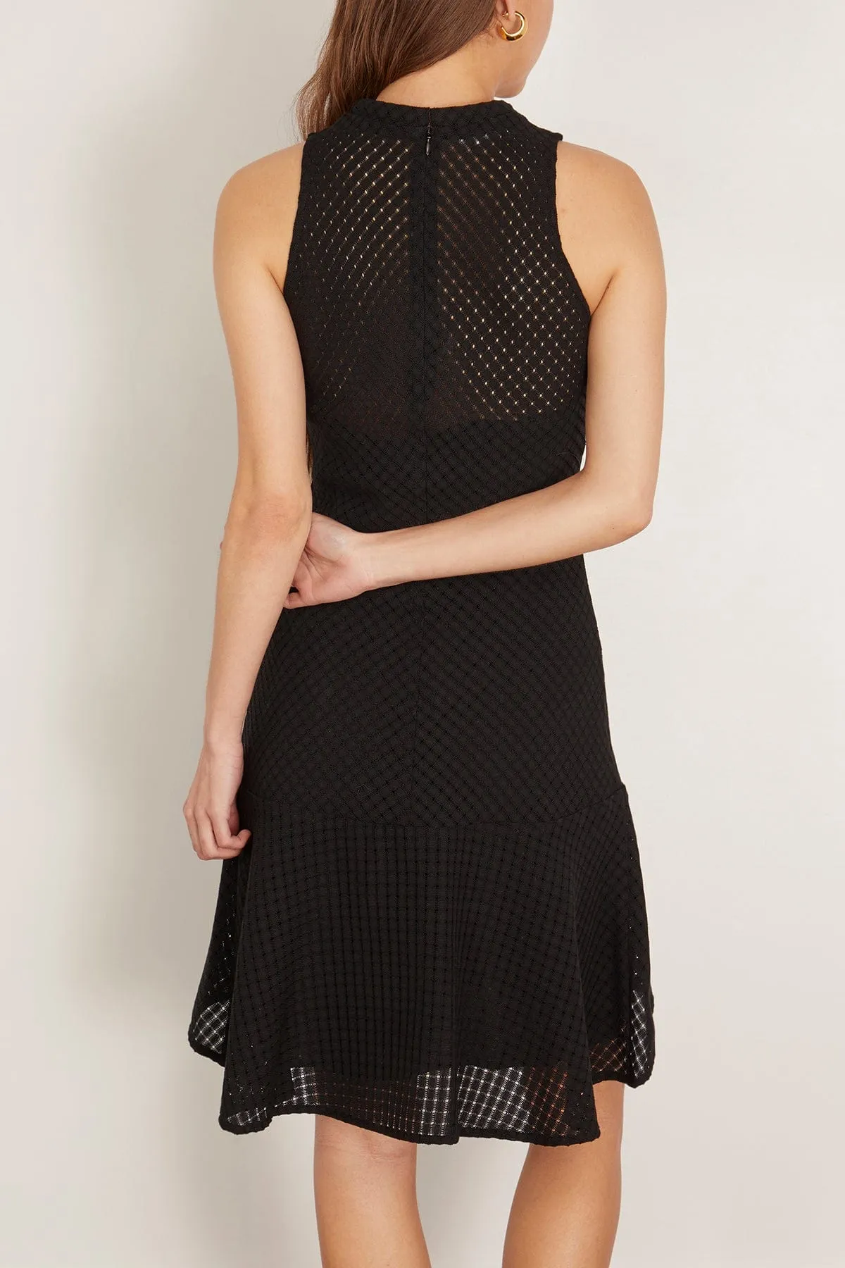 Shield Organic Cotton Check Mini Dress in Black