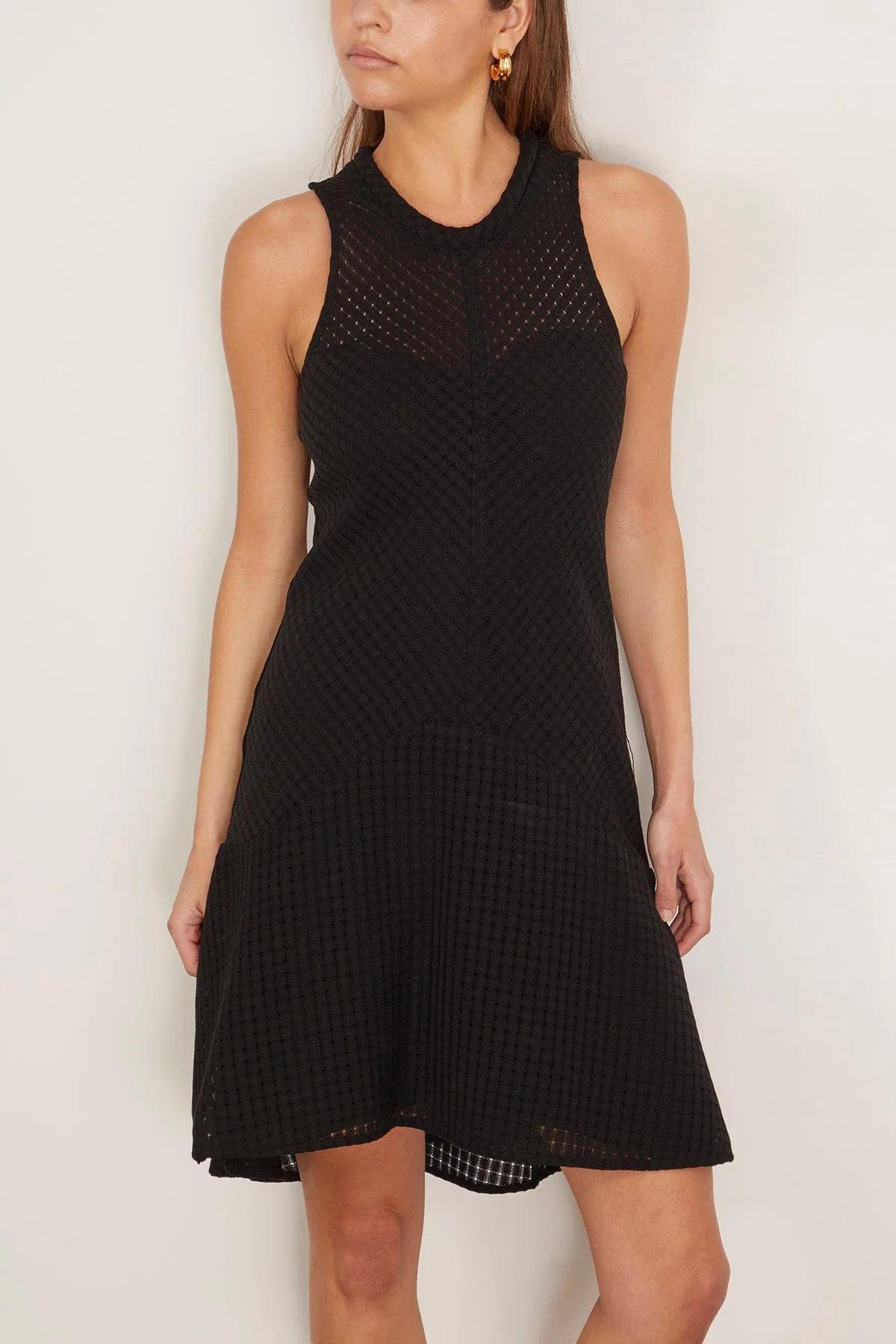 Shield Organic Cotton Check Mini Dress in Black