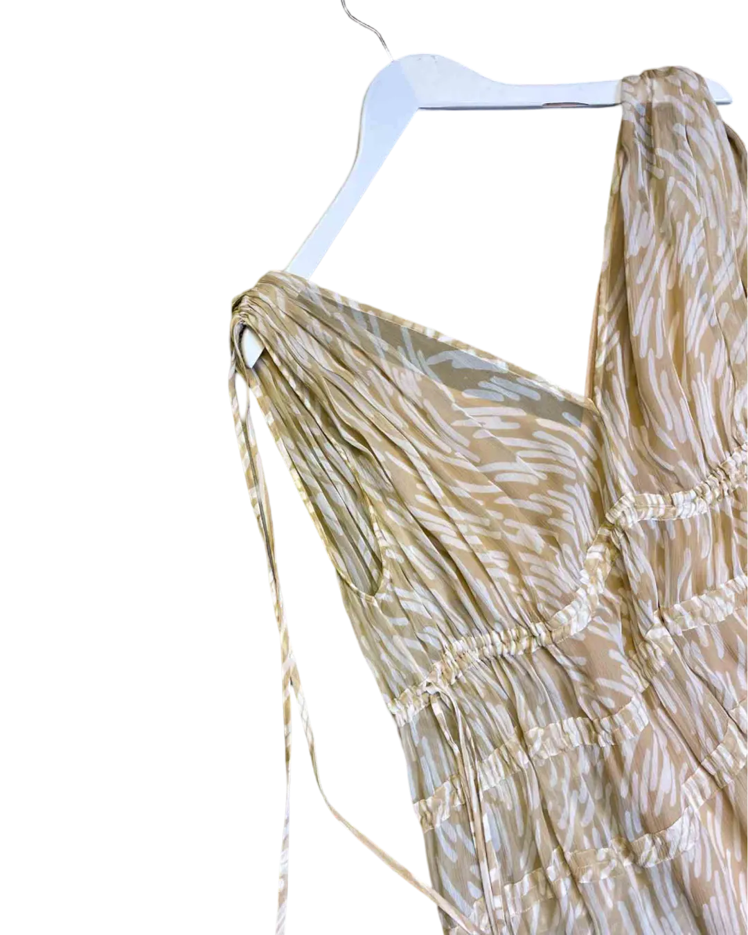 Size 1 (8) - Lee Mathews Zola Tiered Ruched Printed Silk-Georgette Maxi Dress