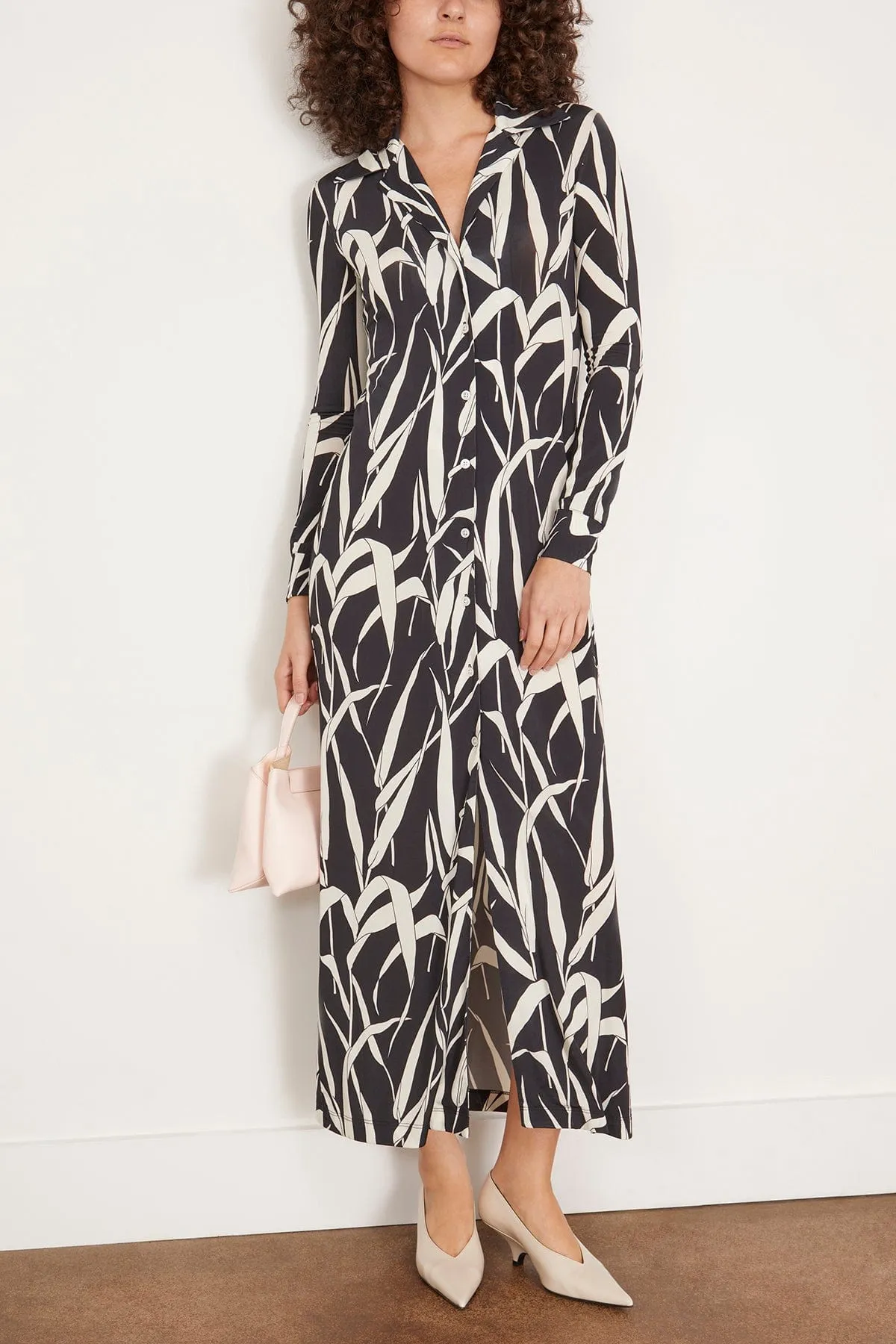 Slim Jersey Shirtdress in Black/Ivory