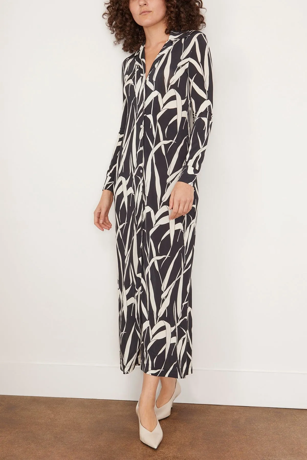 Slim Jersey Shirtdress in Black/Ivory