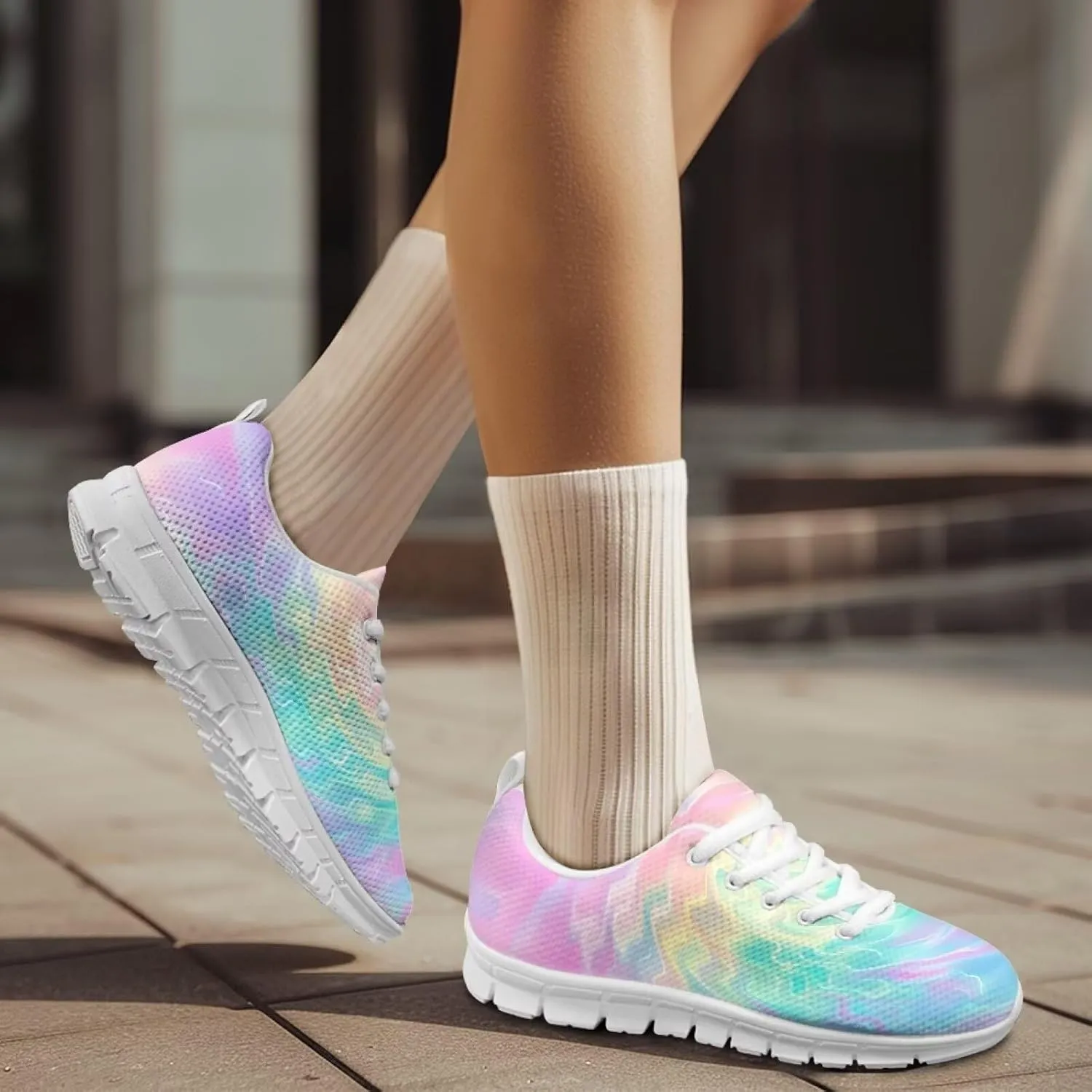 Sneakers Women Comfortable Lace Up Athletic Workout Holiday Tennis Hiking Shoes Women Breathable Non-Slip Running Sneakers Ladies US 5-12