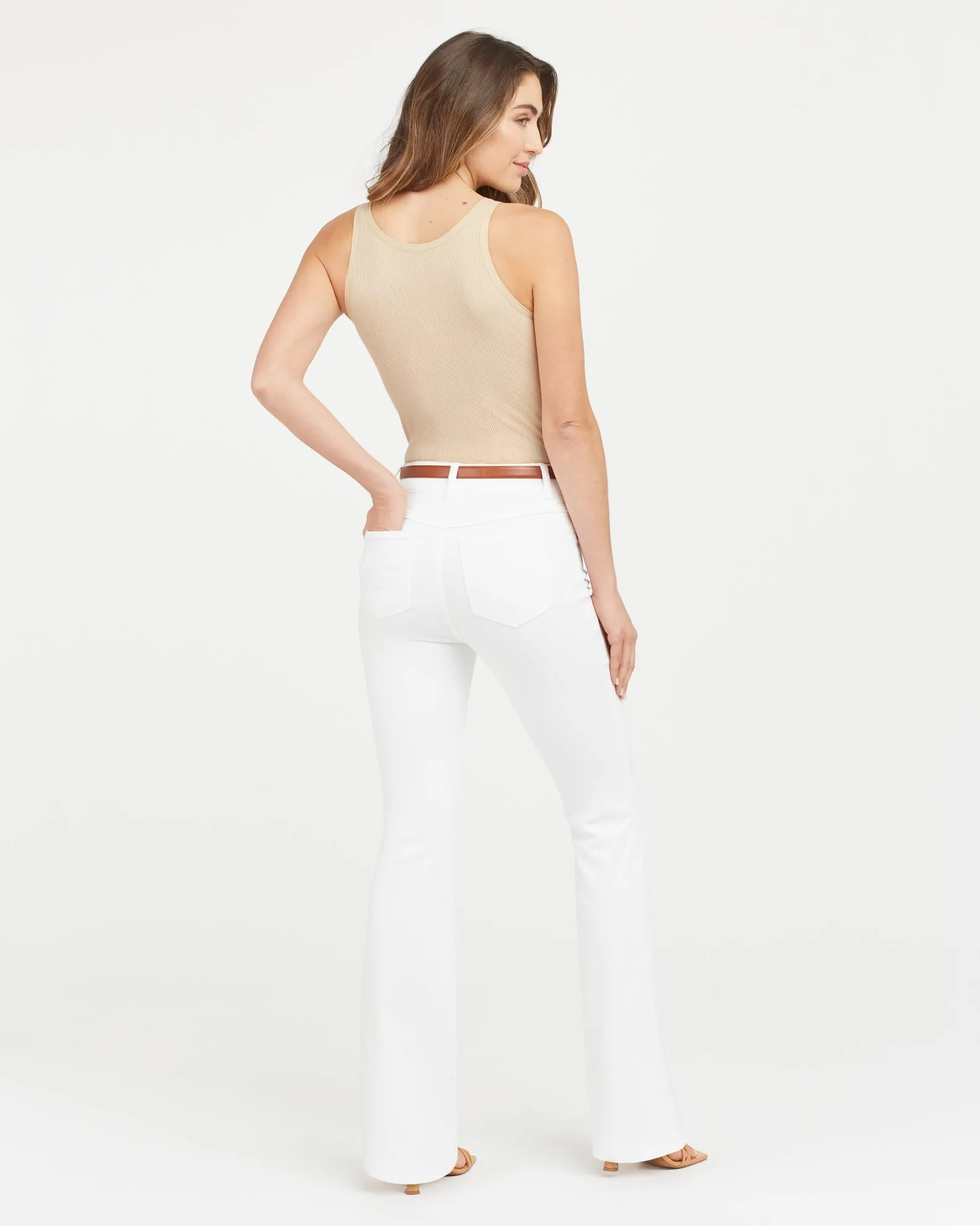 Spanx High Rise Slim Built In Flare Denim Jean Pants