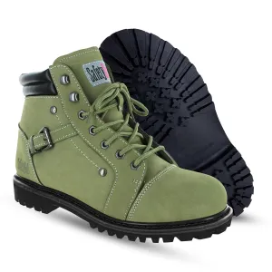 Steel Toe Boots for Women - Moss - 6.5M | Waterproof Women's Fusion Work Boots | Leather Work Boots | Rugged Goodyear Welt Construction | Oil Resistant Outsoles & Cushioned Insoles