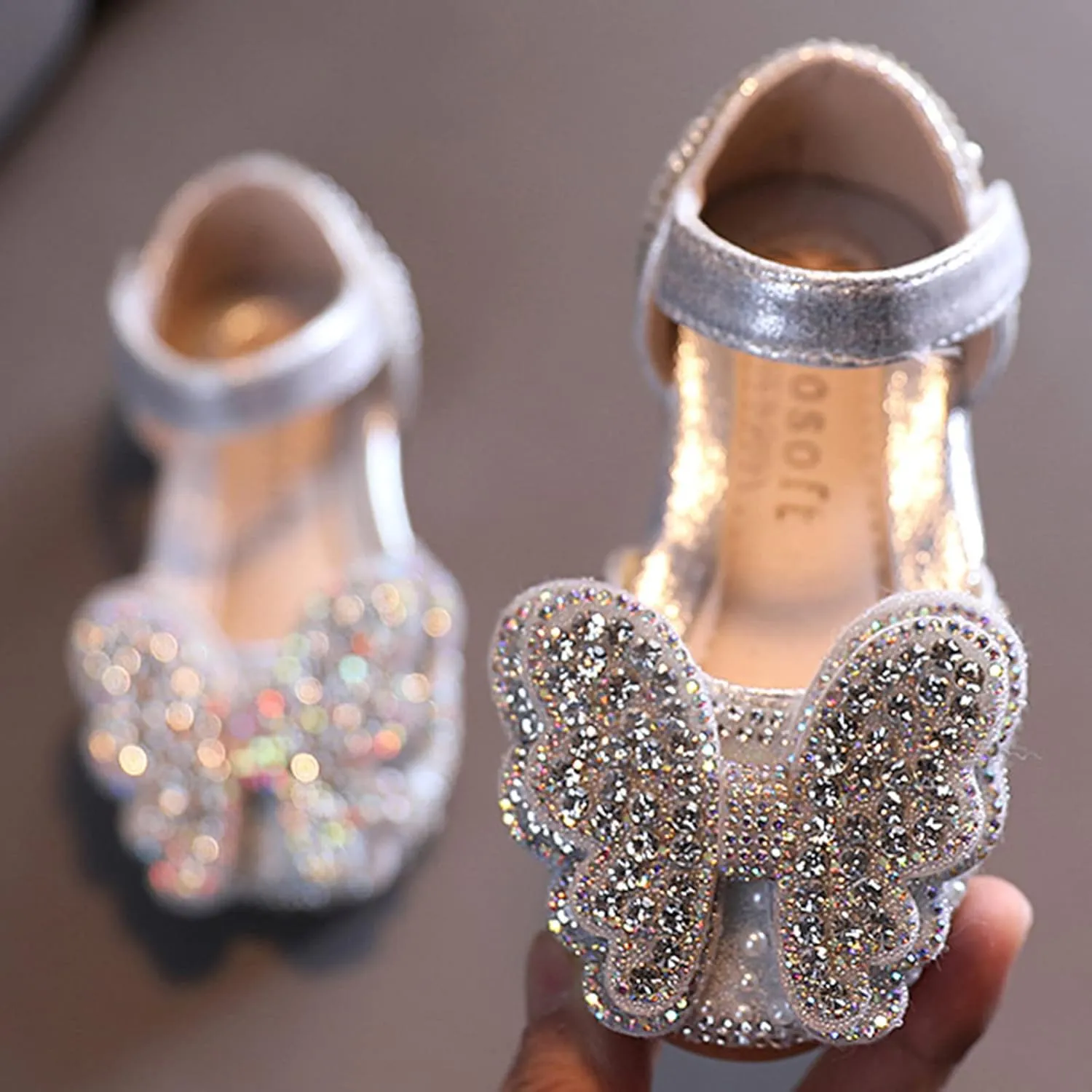 Summer Girls Dance Shoes Princess Dress Performance Shoes Cartoon Butterfly Shape Rhinestone Dance Shoes for
