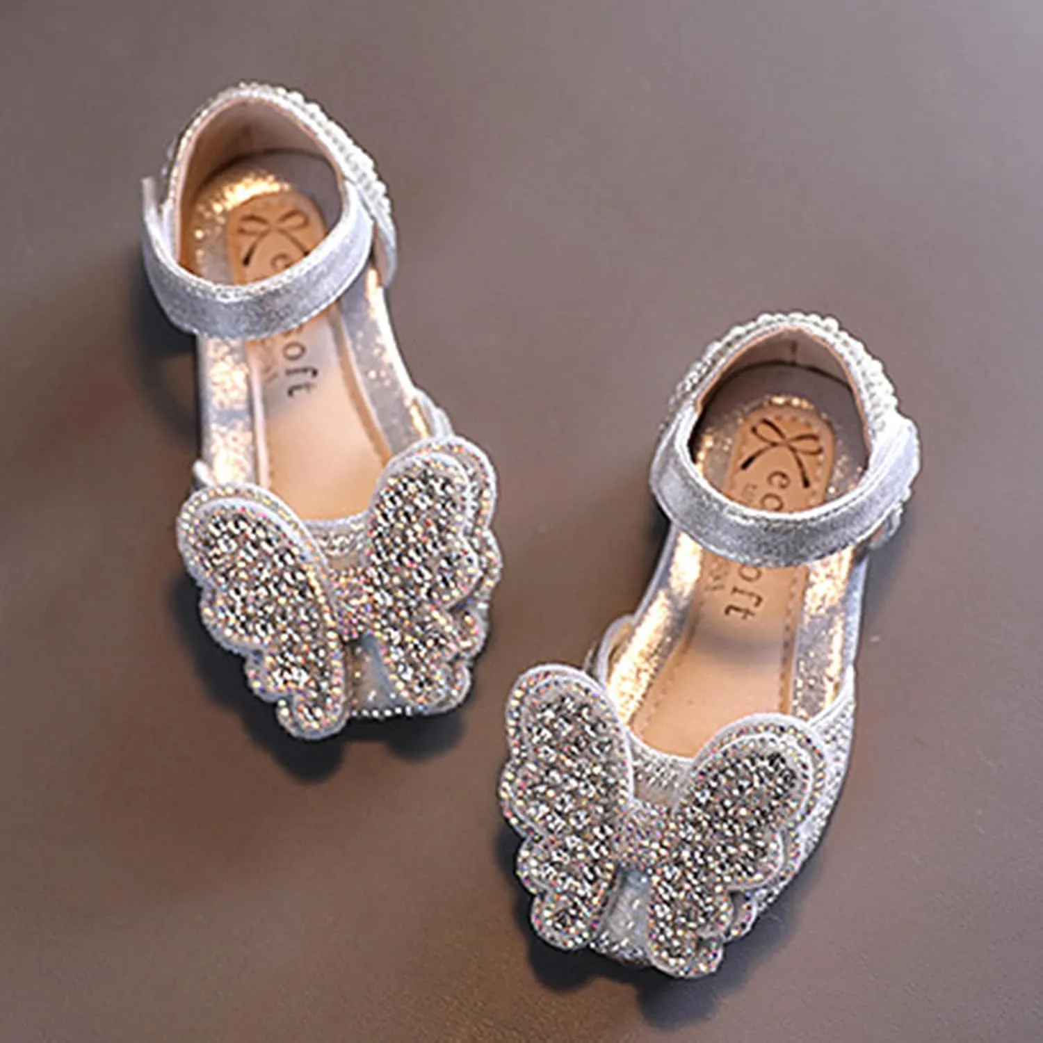 Summer Girls Dance Shoes Princess Dress Performance Shoes Cartoon Butterfly Shape Rhinestone Dance Shoes for