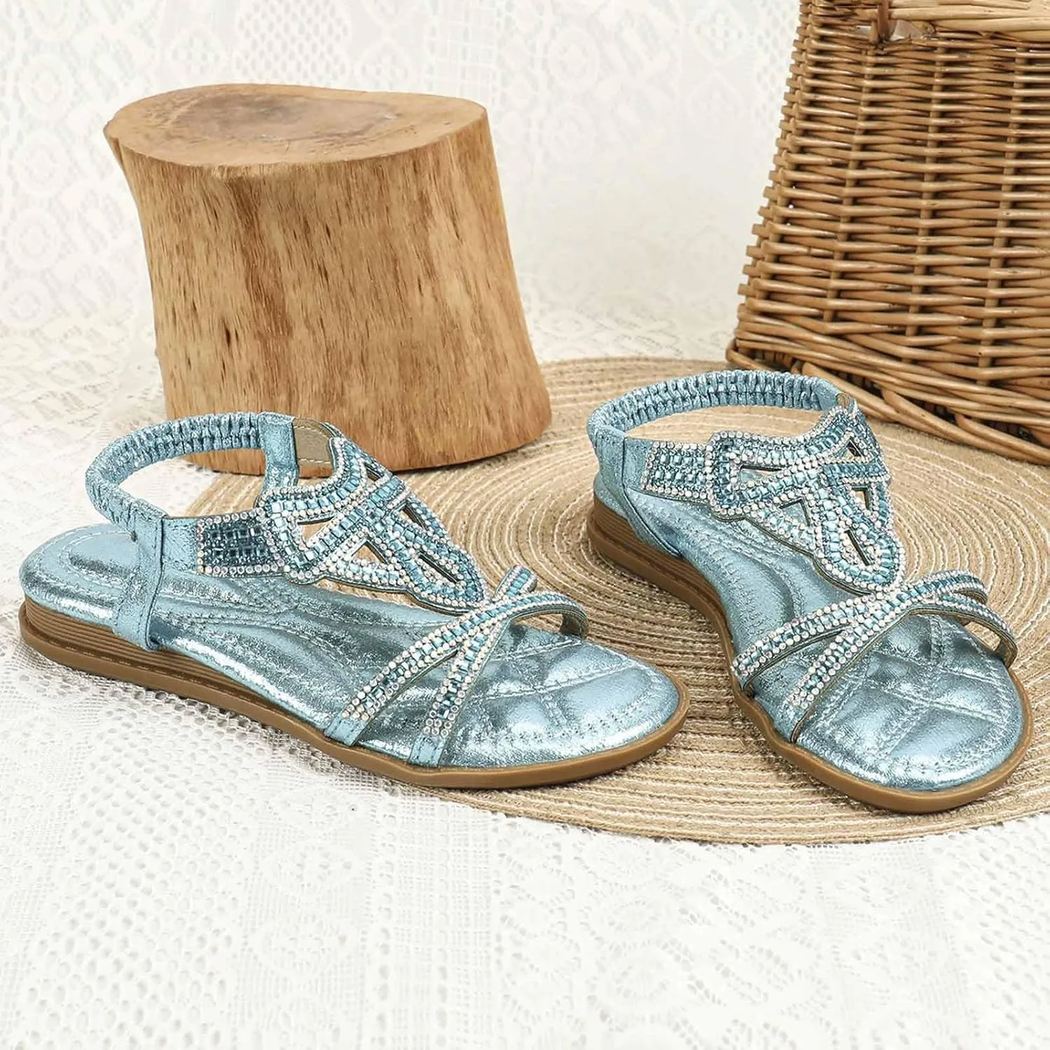 Toddler Girls Sandals Fancy Sequins Rhinestones Open Toe Sandals Formal Princess Shoes Fashion Flat Sandal for Little/Big Kid