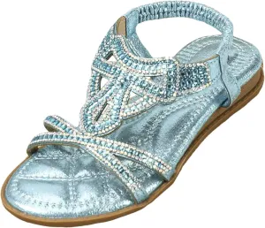 Toddler Girls Sandals Fancy Sequins Rhinestones Open Toe Sandals Formal Princess Shoes Fashion Flat Sandal for Little/Big Kid