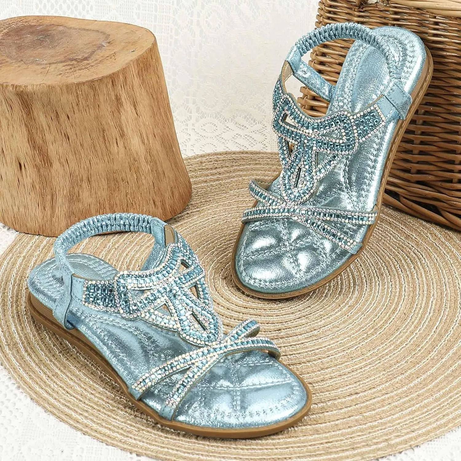 Toddler Girls Sandals Fancy Sequins Rhinestones Open Toe Sandals Formal Princess Shoes Fashion Flat Sandal for Little/Big Kid