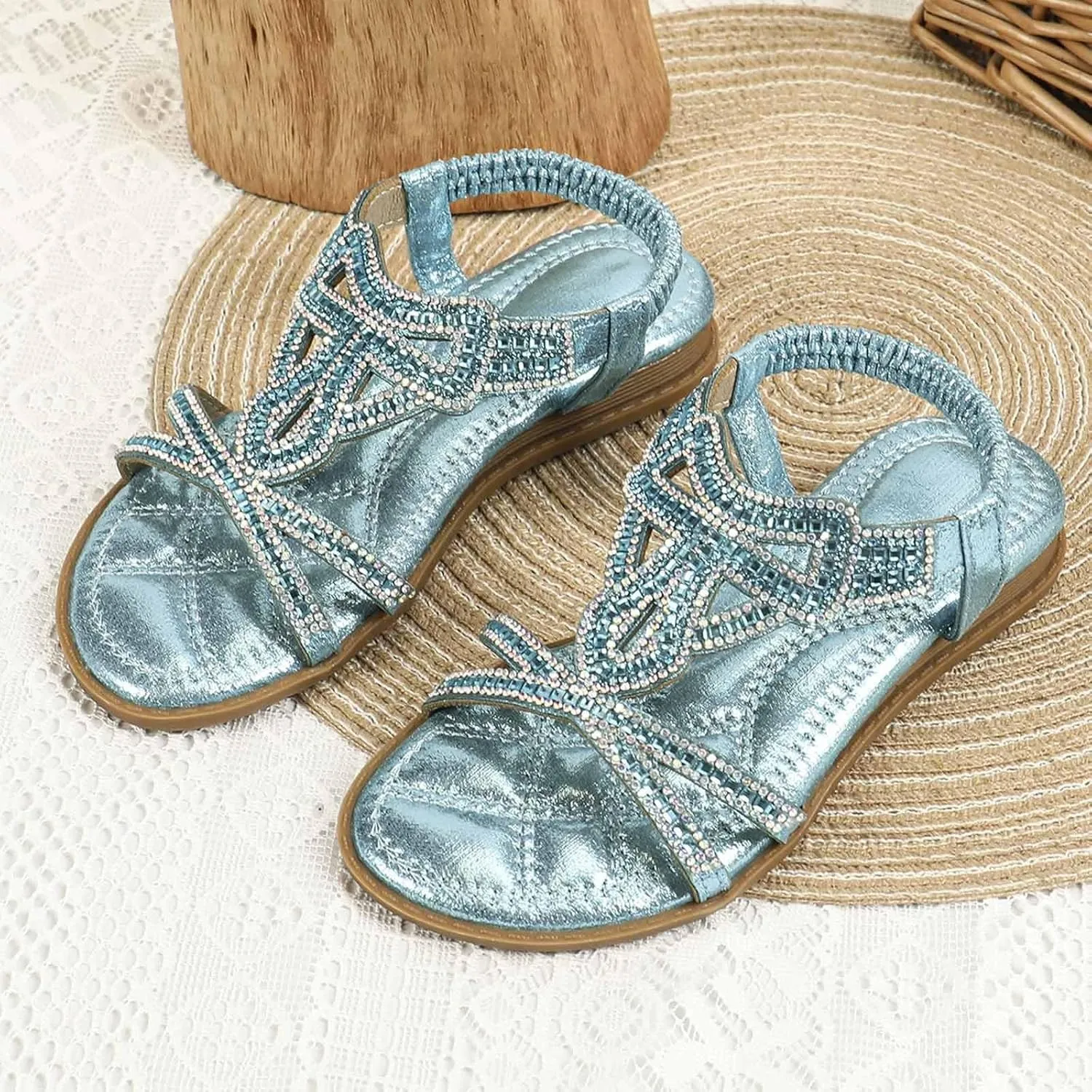 Toddler Girls Sandals Fancy Sequins Rhinestones Open Toe Sandals Formal Princess Shoes Fashion Flat Sandal for Little/Big Kid