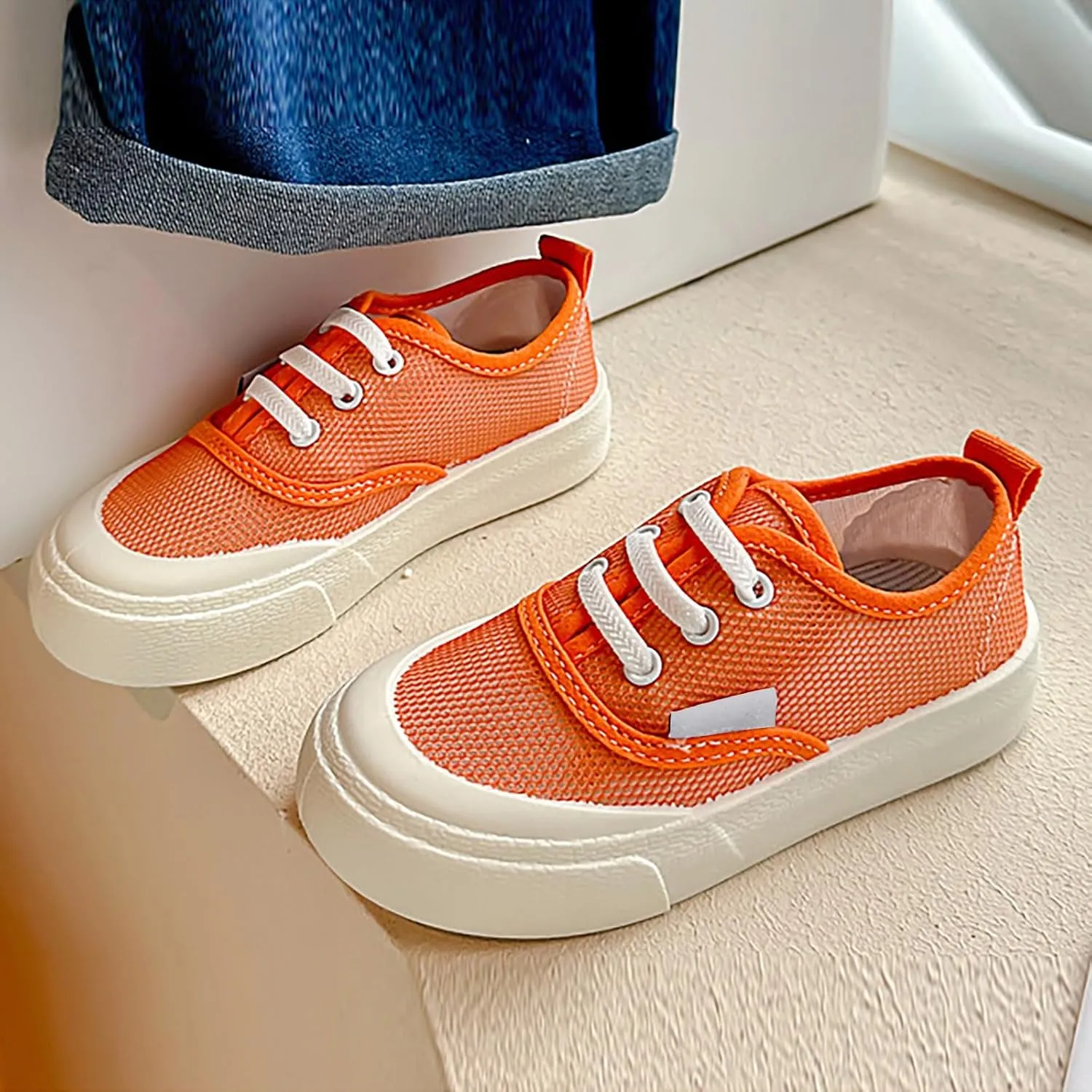 Toddler Kids Canvas Flats Shoes Single Mesh Breathable Casual Slip On Shoes for Girls Baby Canvas Sneakers Boys