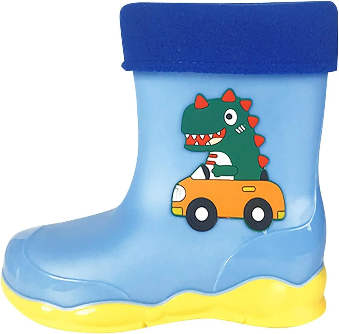 Unisex-Child Kids Rubber Waterproof Rain Boot for Boys and Girls Cute Dinosaur Cartoon Rain Shoes Mud Toddler Slippers