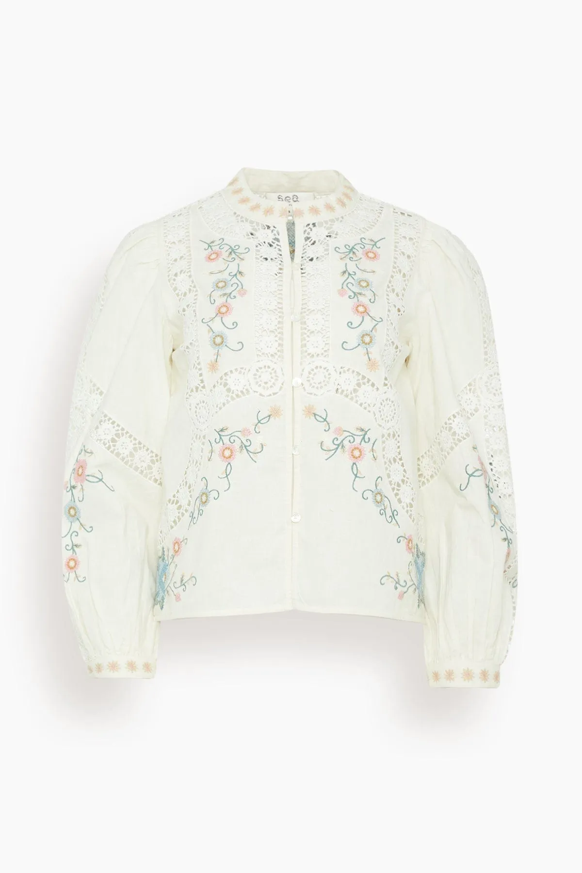 Vesna Embroidery Blouse in White