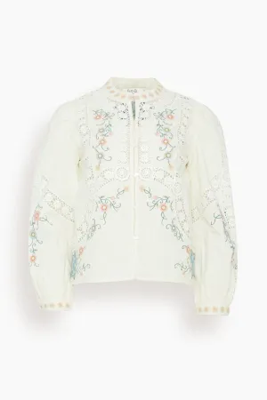 Vesna Embroidery Blouse in White