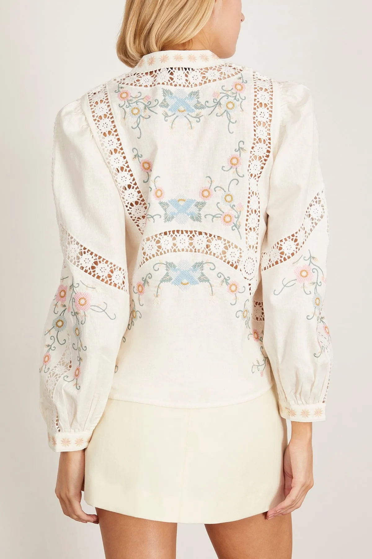 Vesna Embroidery Blouse in White