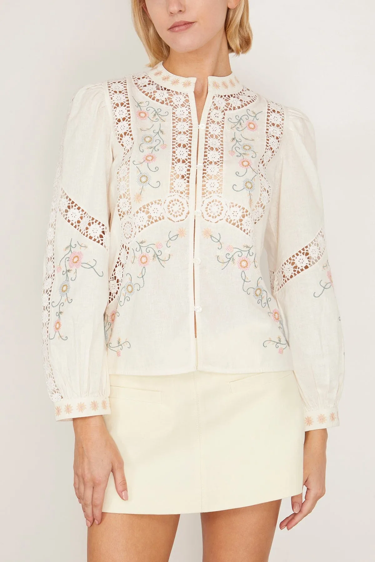Vesna Embroidery Blouse in White