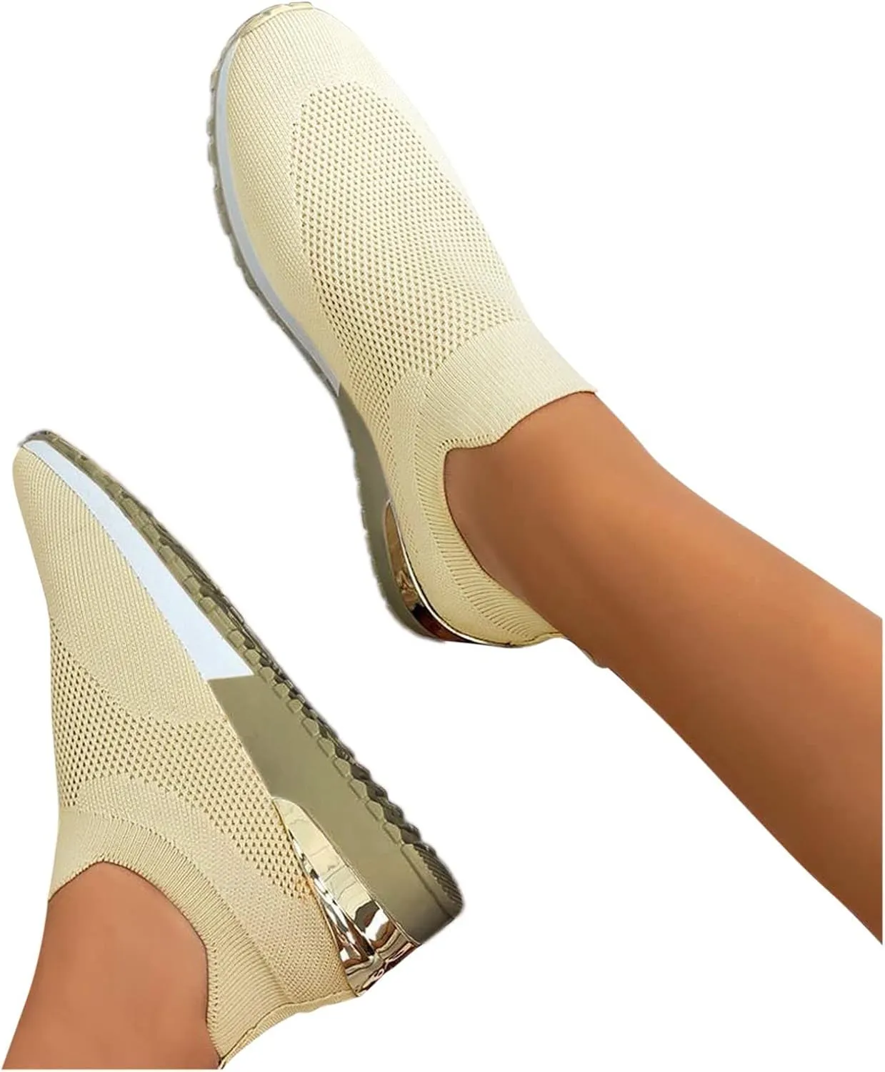 Walking Shoes Women Comfort Wide Toe Orthopedic Shoes for Women Slip Ons Mesh Fashion Wedge Platform Sneakers