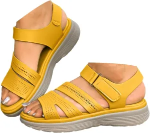 Wedge Sandals for Women Comfort Cushion Walking Sandal Girl'S Elatic Sole Solid Color Flat Walking Shoes