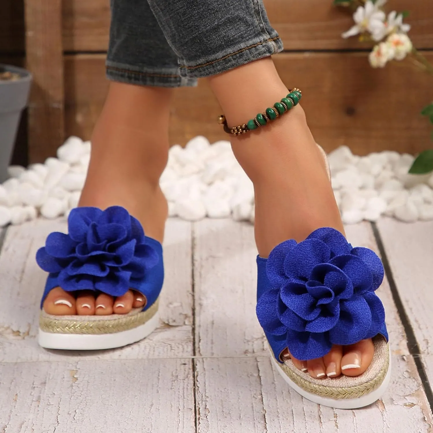 Wedge Sandals Women Espadrille Braided Slip On Womens Slippers with Arch Support Summer Fashion Platform Wedge Slippers