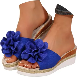Wedge Sandals Women Espadrille Braided Slip On Womens Slippers with Arch Support Summer Fashion Platform Wedge Slippers