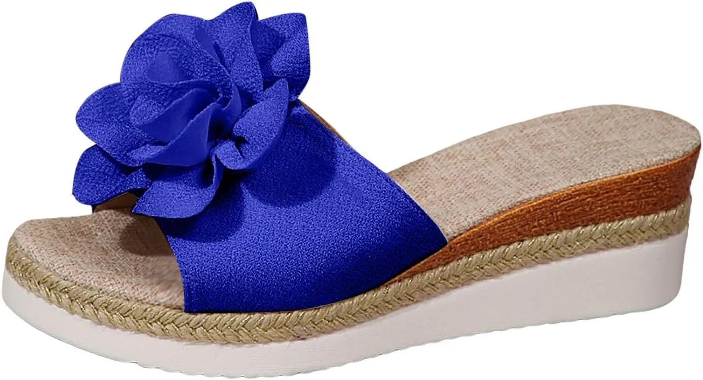 Wedge Sandals Women Espadrille Braided Slip On Womens Slippers with Arch Support Summer Fashion Platform Wedge Slippers