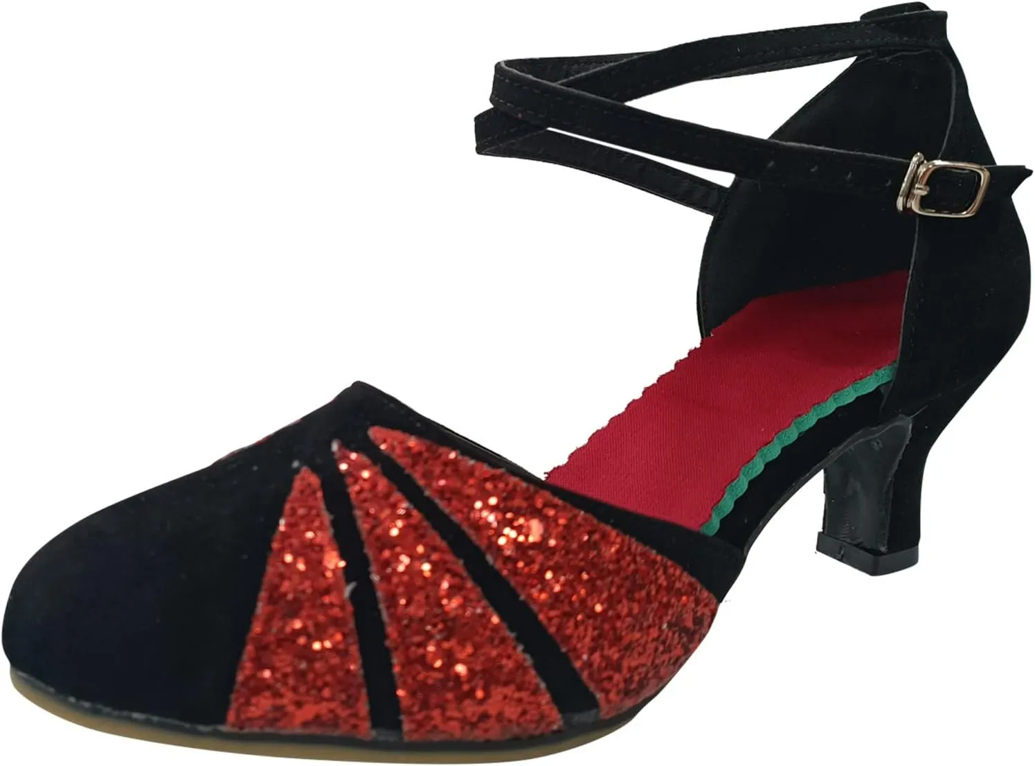 Women Rhinestone Ballroom Dance Shoes Latin Salsa Performance Dance Shoes Sandals for Women Size 7 (Red, 7.5)