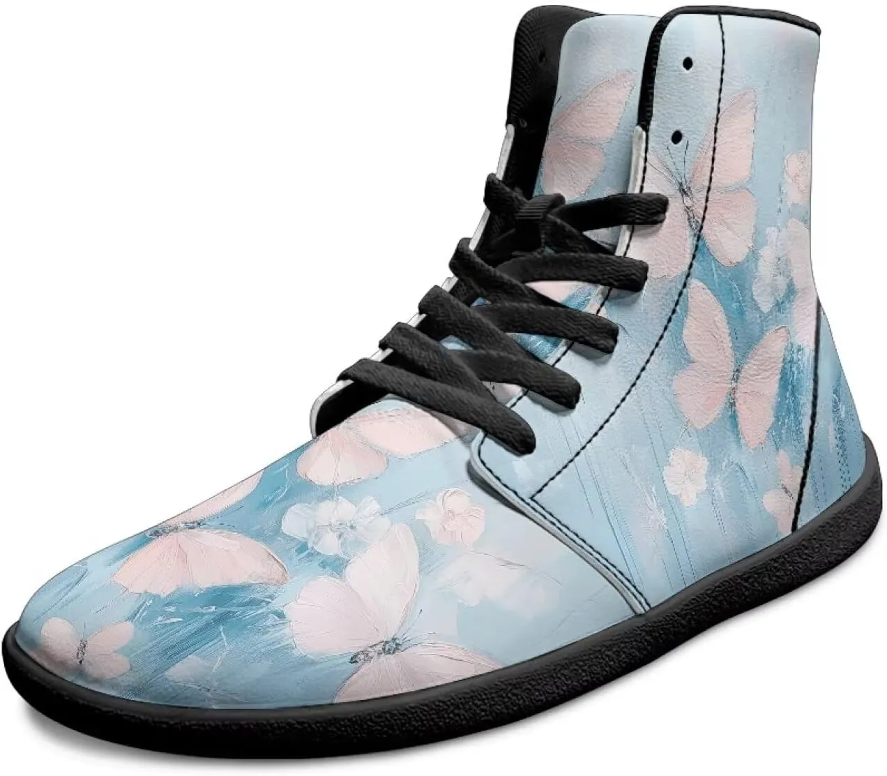 Women's Barefoot Cozy High Top Zero Drop Wide Toe Box Tennis Athletic Shoes Non-Slip Sport Workout Walking Barefoot Shoes for Ladies US 6-13.5