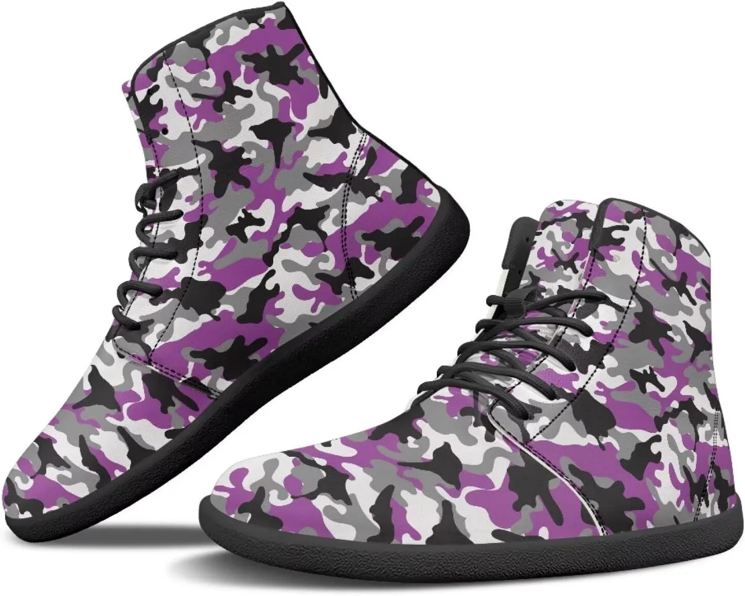Women's Barefoot Cozy High Top Zero Drop Wide Toe Box Tennis Athletic Shoes Non-Slip Sport Workout Walking Barefoot Shoes for Ladies US 6-13.5