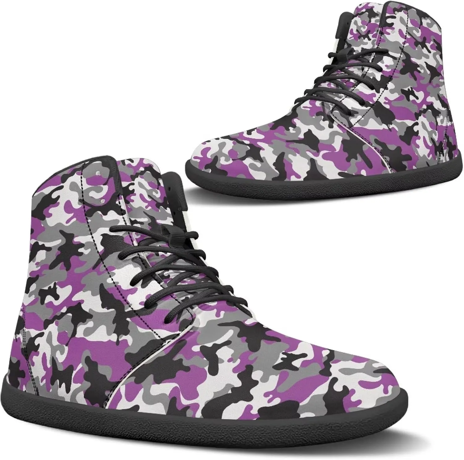 Women's Barefoot Cozy High Top Zero Drop Wide Toe Box Tennis Athletic Shoes Non-Slip Sport Workout Walking Barefoot Shoes for Ladies US 6-13.5