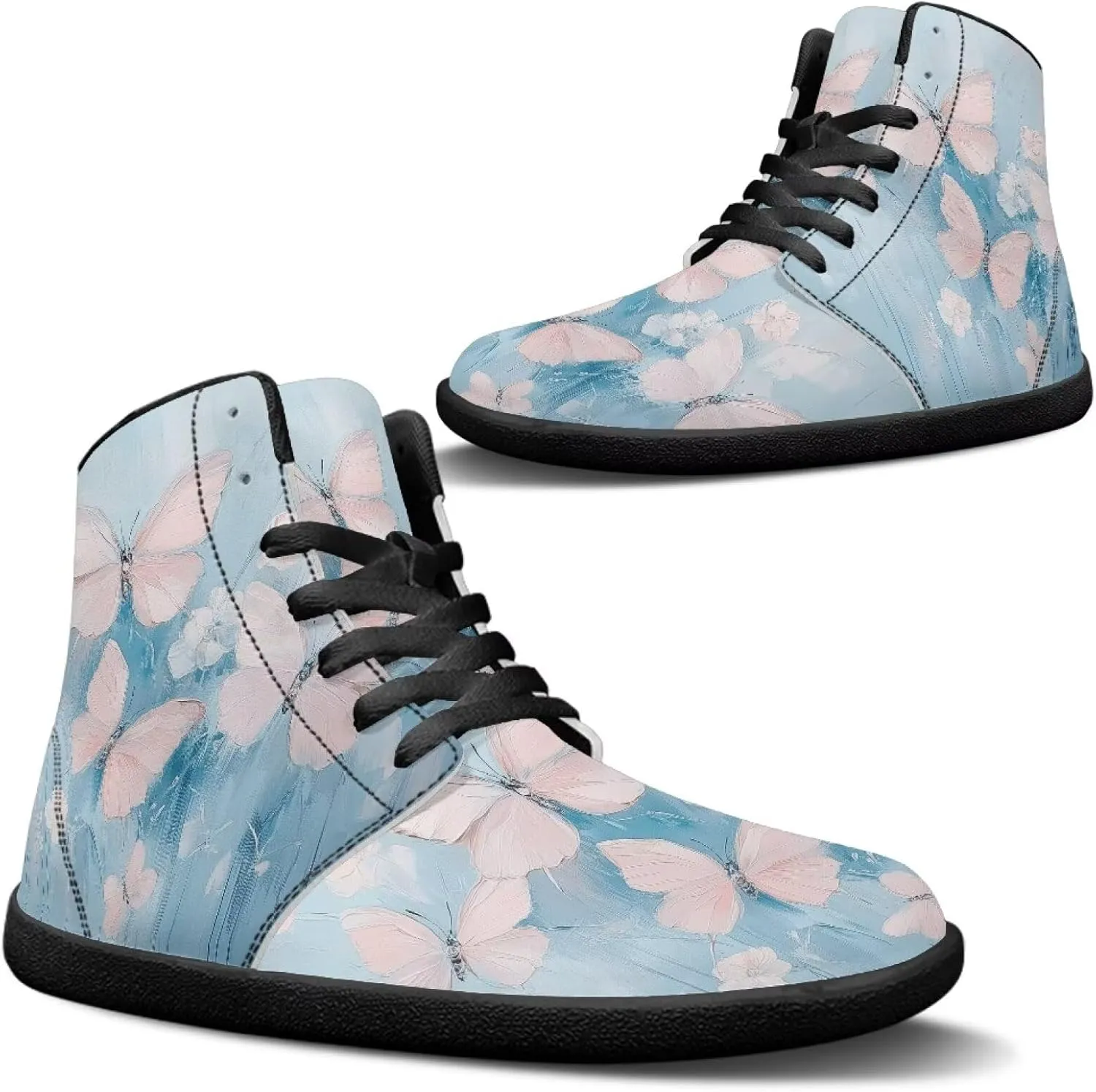 Women's Barefoot Cozy High Top Zero Drop Wide Toe Box Tennis Athletic Shoes Non-Slip Sport Workout Walking Barefoot Shoes for Ladies US 6-13.5