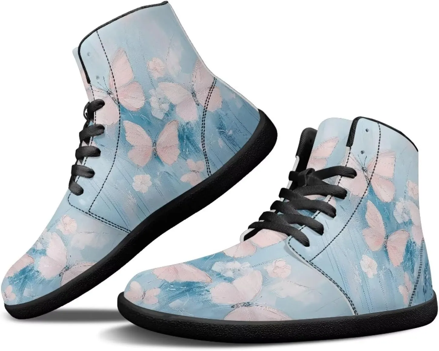 Women's Barefoot Cozy High Top Zero Drop Wide Toe Box Tennis Athletic Shoes Non-Slip Sport Workout Walking Barefoot Shoes for Ladies US 6-13.5