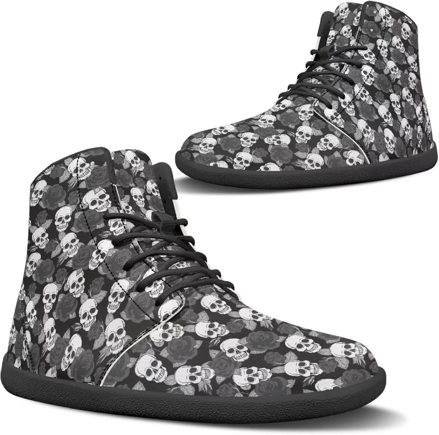 Women's Barefoot Cozy High Top Zero Drop Wide Toe Box Tennis Athletic Shoes Non-Slip Sport Workout Walking Barefoot Shoes for Ladies US 6-13.5