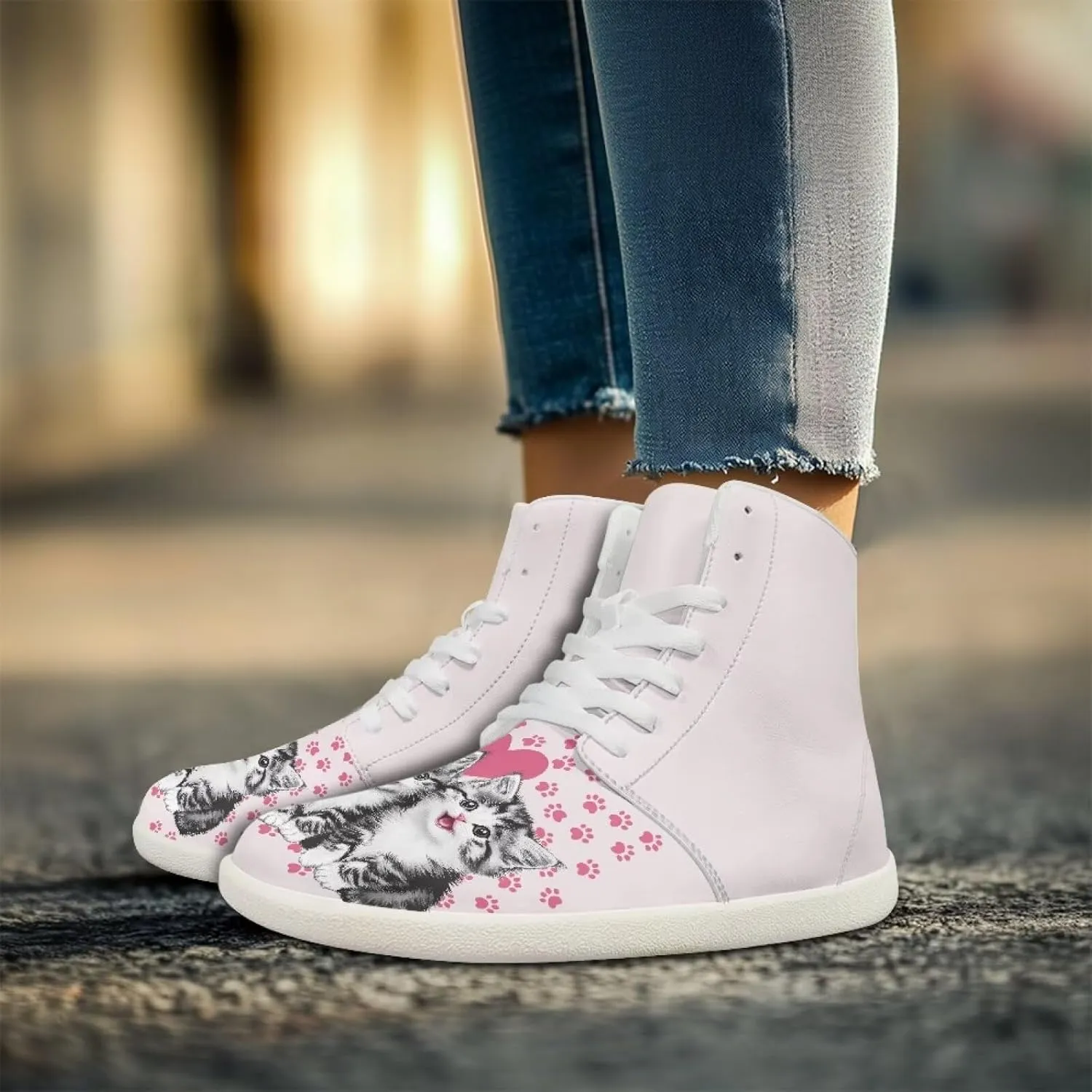 Women's Barefoot Cozy Wide Toe Box High Top Athletic Workout Tennis Shoes Non-Slip Sport Zero Drop Beginners Walking Barefoot Shoes for Ladies US 6-13.5