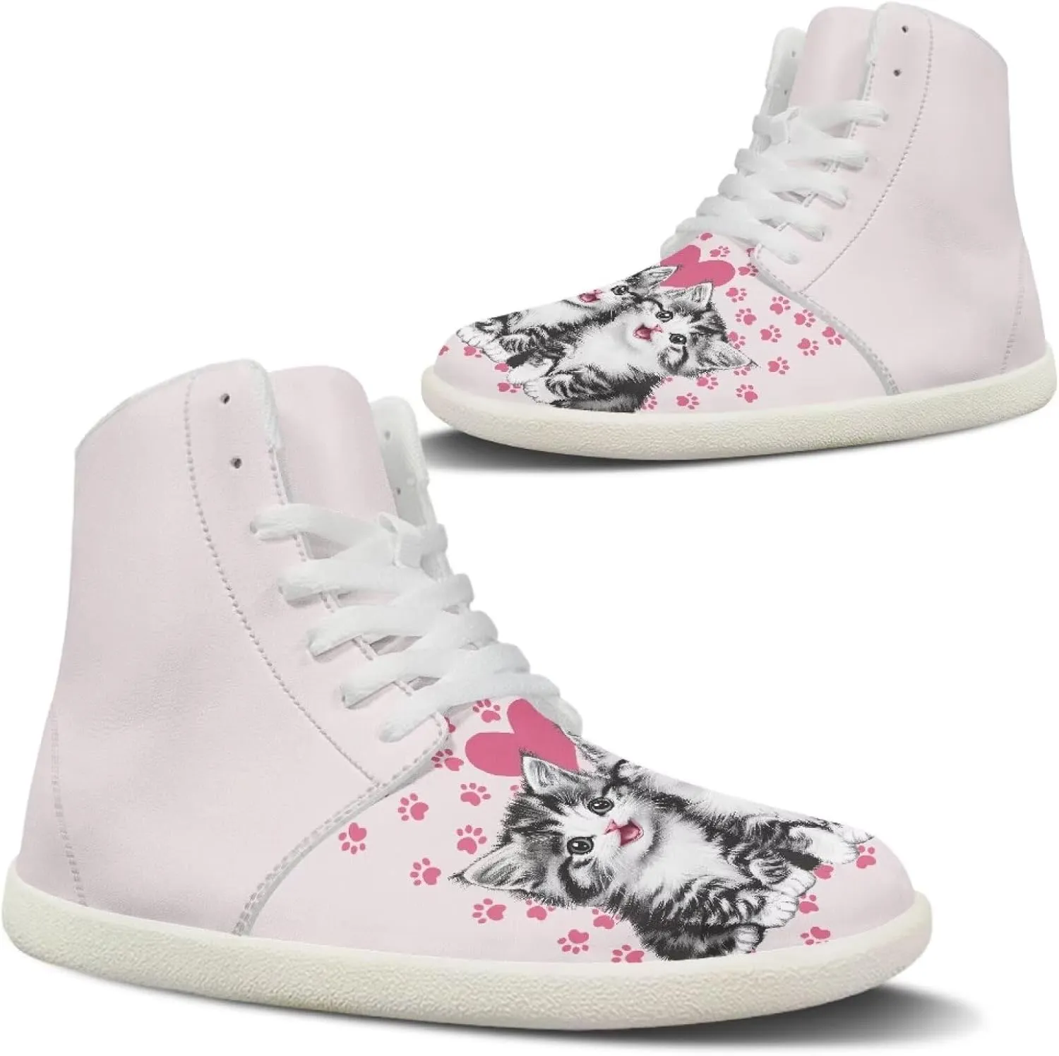 Women's Barefoot Cozy Wide Toe Box High Top Athletic Workout Tennis Shoes Non-Slip Sport Zero Drop Beginners Walking Barefoot Shoes for Ladies US 6-13.5