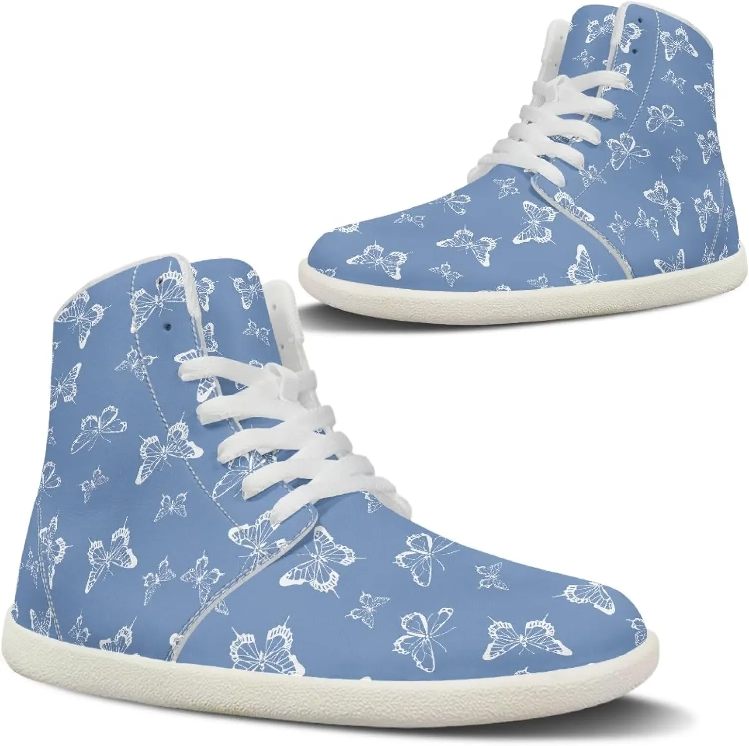 Women's Barefoot Cozy Wide Toe Box High Top Athletic Workout Tennis Shoes Non-Slip Sport Zero Drop Beginners Walking Barefoot Shoes for Ladies US 6-13.5