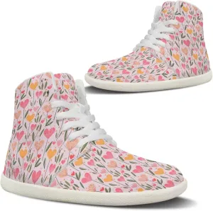 Women's Barefoot Cozy Wide Toe Box High Top Athletic Workout Tennis Shoes Non-Slip Sport Zero Drop Beginners Walking Barefoot Shoes for Ladies US 6-13.5