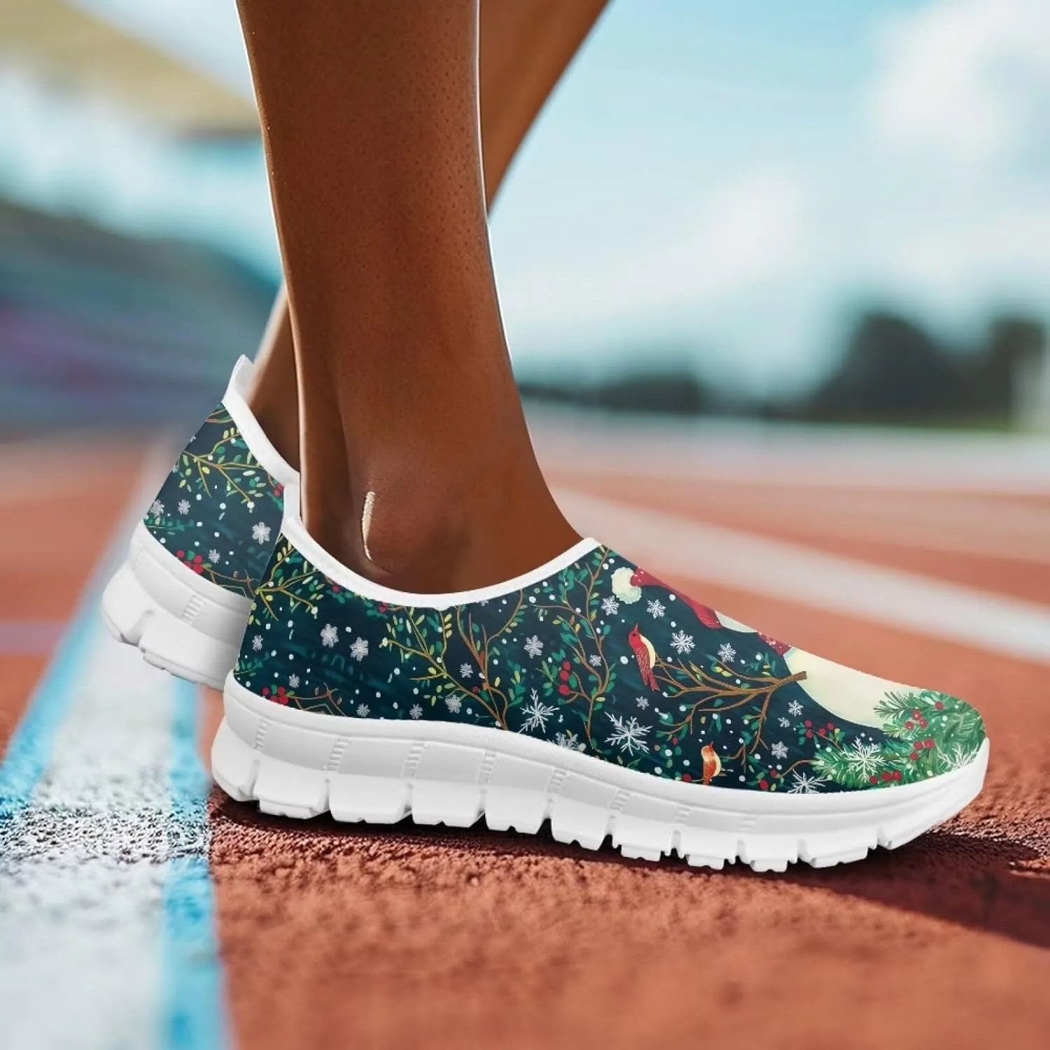 Women's Christmas Sneaker Casual Low Top Cozy Shoes Slip On Lightweight Anti-Skid Workout Walking Sneaker for Women US 5.5-11.5