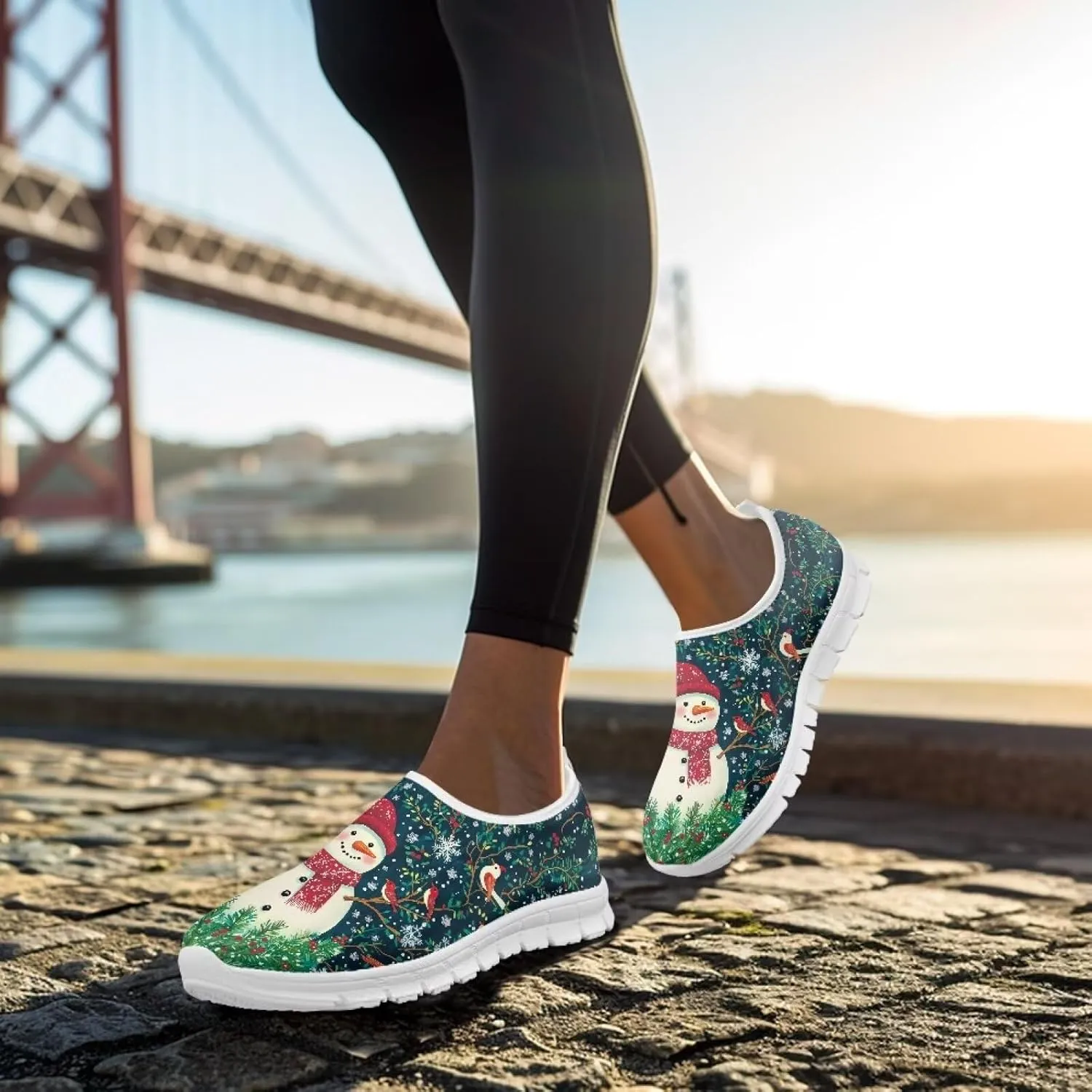Women's Christmas Sneaker Casual Low Top Cozy Shoes Slip On Lightweight Anti-Skid Workout Walking Sneaker for Women US 5.5-11.5