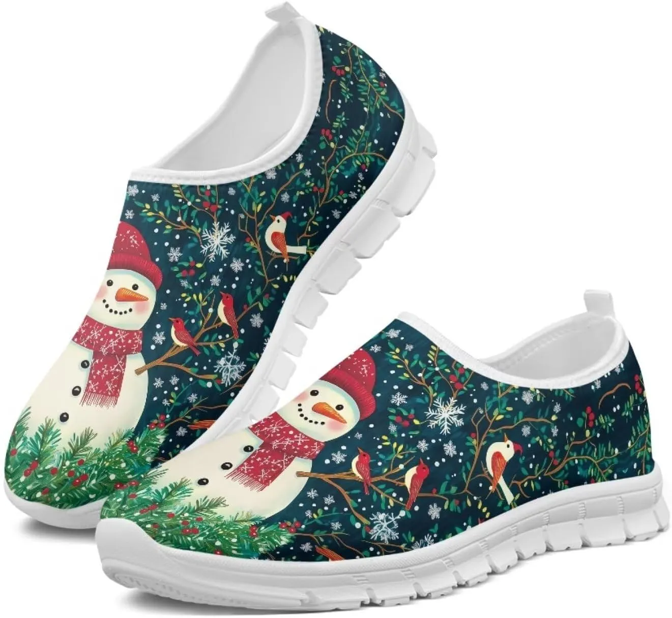 Women's Christmas Sneaker Casual Low Top Cozy Shoes Slip On Lightweight Anti-Skid Workout Walking Sneaker for Women US 5.5-11.5